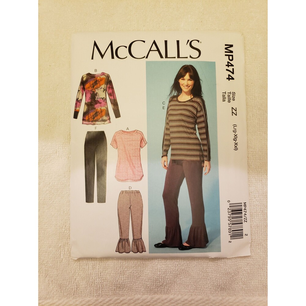 Misses Shirt Top, Pullover, Pants, Sewing Pattern McCall's MP474, Elastic Waist